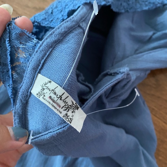 NWOT body con intimately free people blue lace side slit halter mini dress - Picture 5 of 6